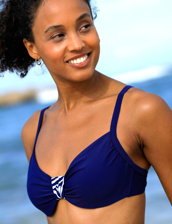 Haut de maillot de bain avec armatures drapé uni (marine)