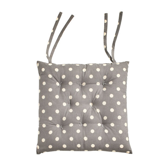 Galette de chaise carrée à pois - lot de 2 (gris)