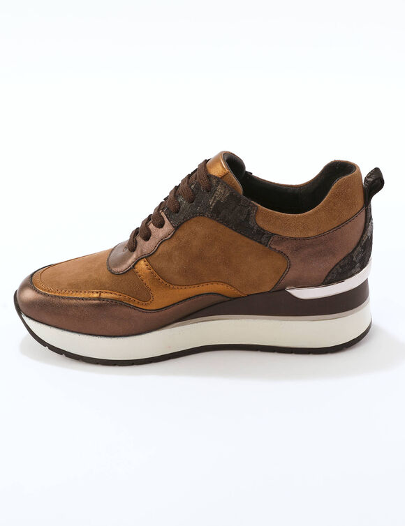 Baskets compensées cuir (bronze)