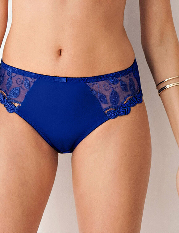 Rima-slipje van microvezel en guipure - set van 2 (blauw)