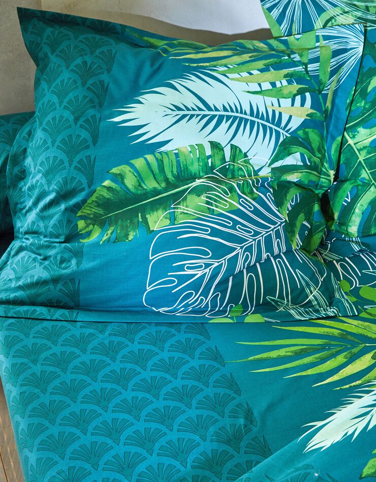 Bedlinnen Cayenne, in katoen met palmboomprint (groen)