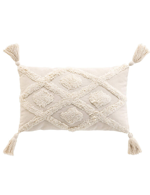 Coussin rectangulaire losanges tuftés (naturel)