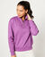 Sweater met opstaande ritskraag in geruwd molton (paarsrood)