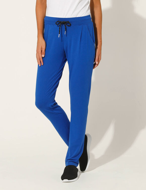 Pantalon maille fluide uni (bleu)