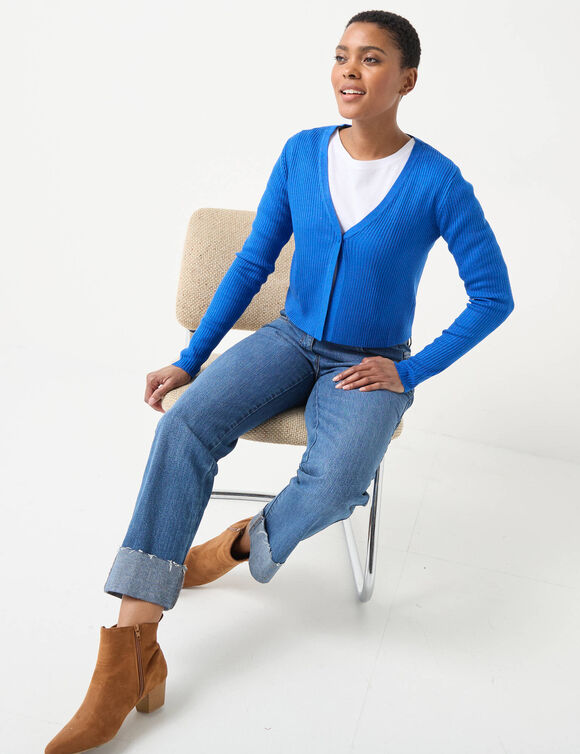 Gilet boléro, maille côtelée (bleu vif)