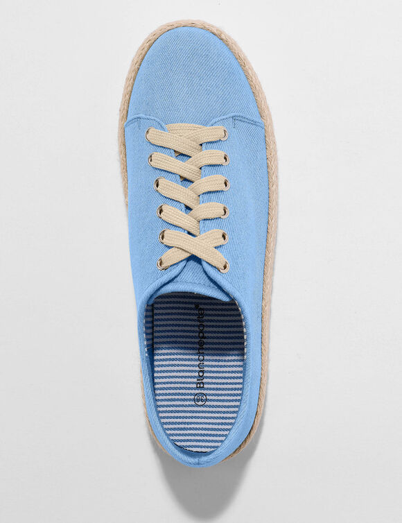 Sneakers met sleehak en koordzool (denim)