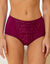 Culotte taille haute forme maxi en microfibre et dentelle Sardara - lot de 2 (prune)