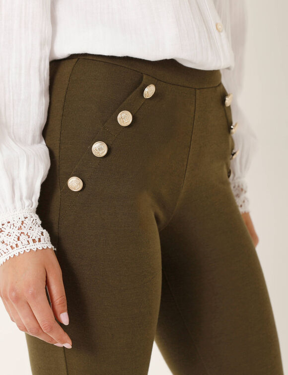 Legging effet pont, taille élastiquée (kaki)