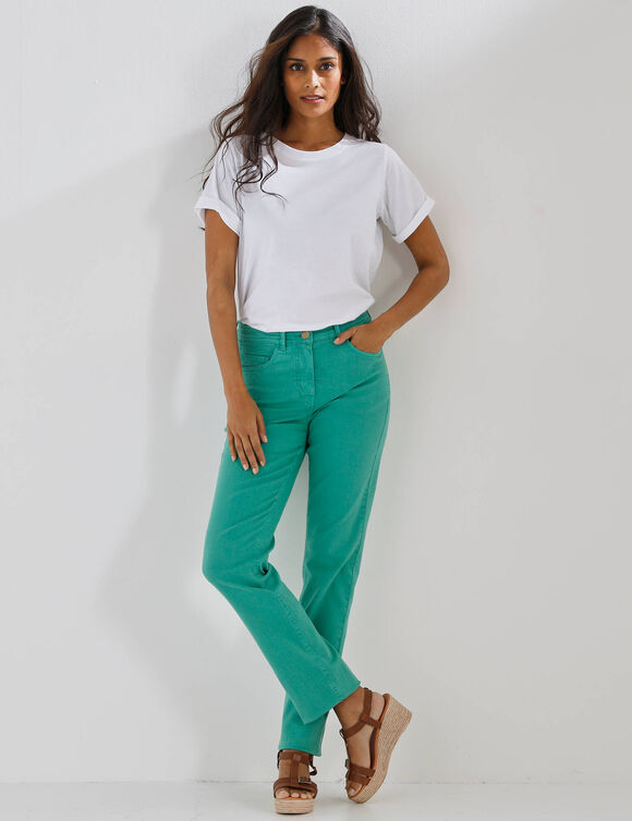 Pantalon droit sculptant, renfort gainant (vert)