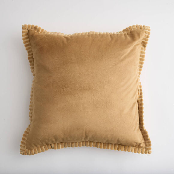 Coussin en velours, finition pliss&eacute;e (miel)