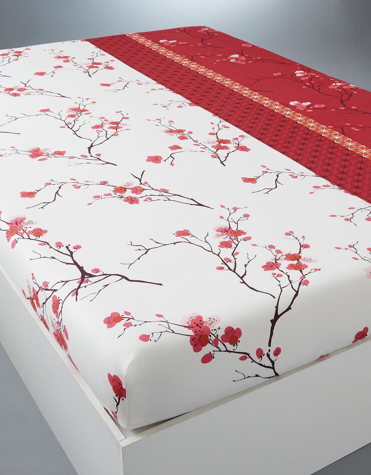 Bedlinnen Kimori - katoen met kersenbloesemprint, rood, hi-res image number 5