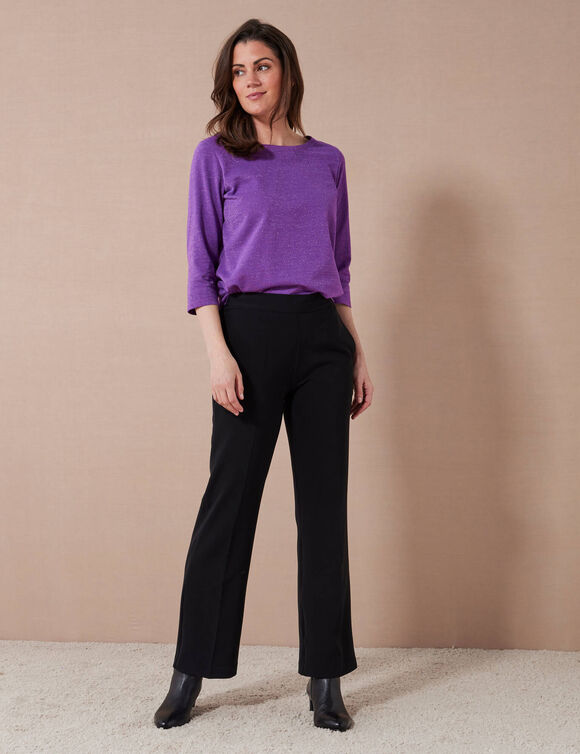 Pantalon coupe large fluide, uni (noir)