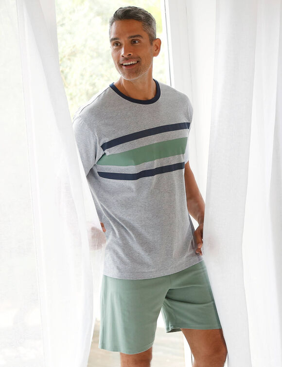 Short pyjama coton uni (vert)