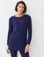 Pull tunique boutonn&eacute;, toucher doux (bleu encre)