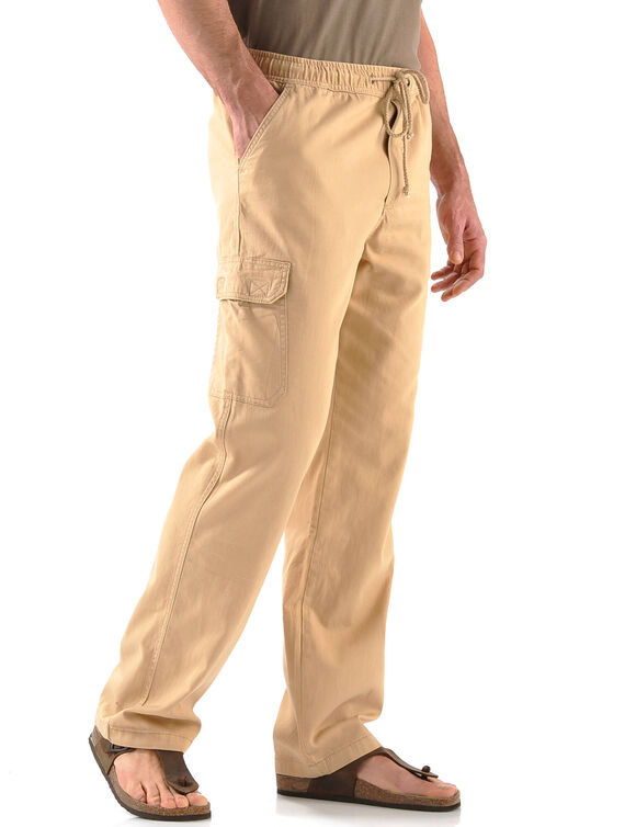 Pantalon cargo gabardine &eacute;lastiqu&eacute; (beige)