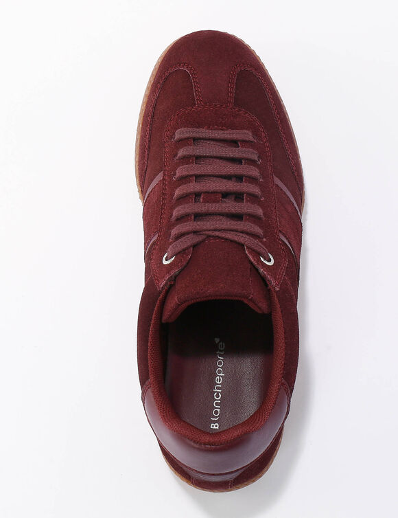 Sneakers van spaltleer (bordeaux)