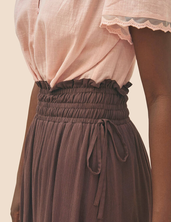 Jupe longue en cr&eacute;pon (chocolat)