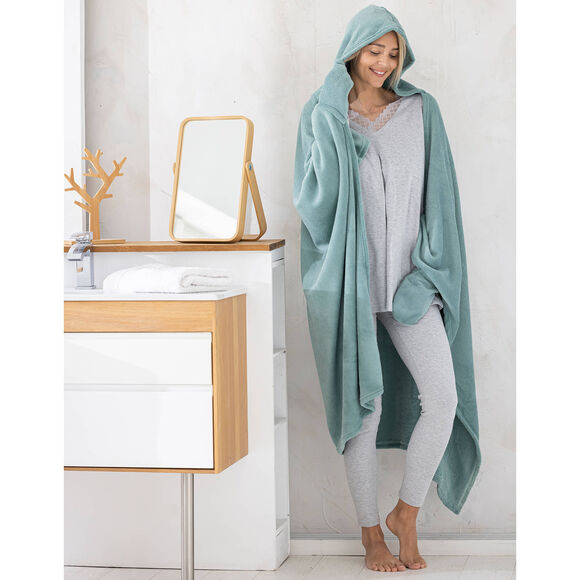 Plaid polaire à capuche (celadon)