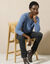 Vest in tricot met streepeffect (jeansblauw)