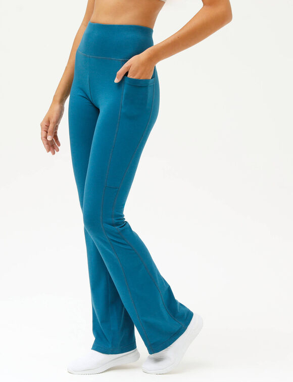 Legging bootcut, taille haute (bleu p&eacute;trole)