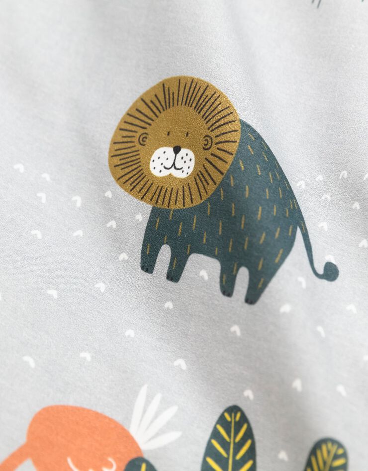 Linge de lit enfant imprimé Zoo - coton  (gris clair)