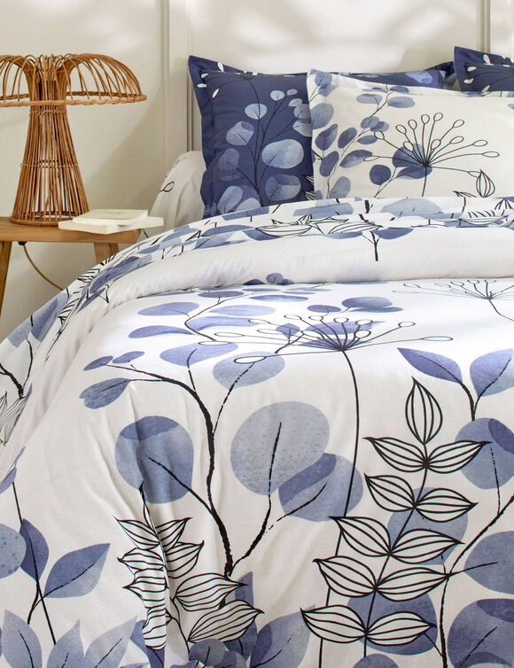 Linge de lit Danae en coton imprimé (bleu encre)