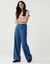 Jean large taille haute semi-&eacute;lastiqu&eacute;e &agrave; nouette (stone)