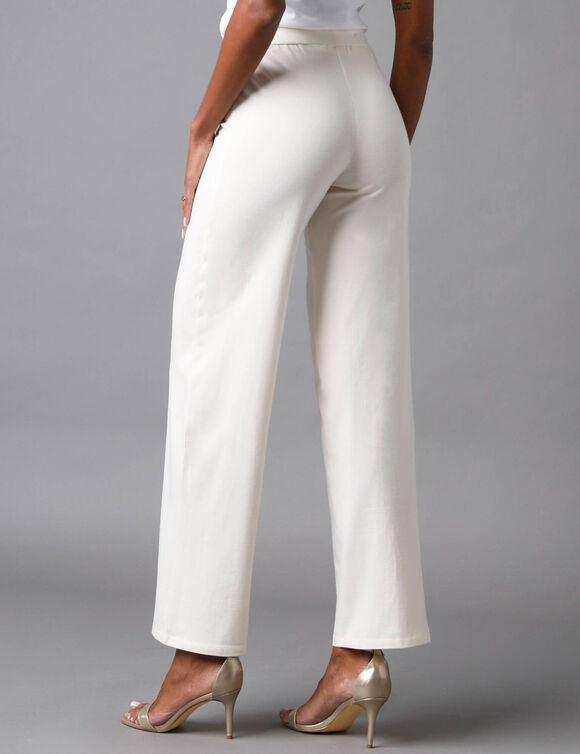 Pantalon large stretch, taille élastiquée (écru)