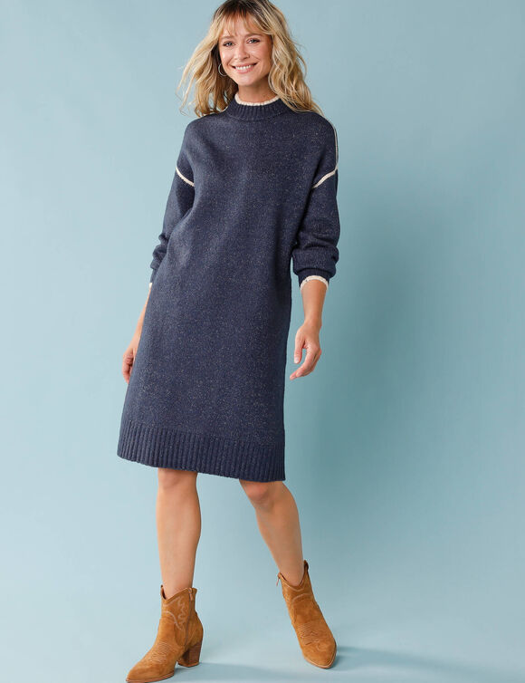 Robe-pull spécial Petites rayures contrastées (indigo)
