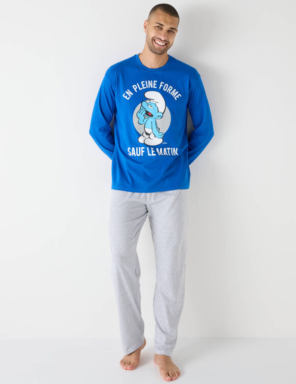 Pyjama pantalon manches longues Schtroumpfs® (bleu / gris)