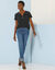 T-shirt met Tunesische hals en korte mouwen, broderie anglaise (zwart)