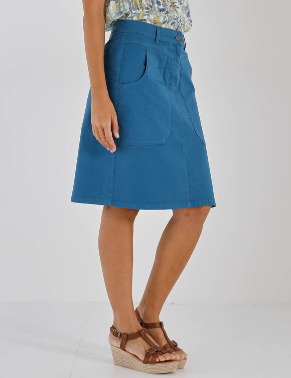 Jupe droite unie, twill (bleu gris&eacute;)