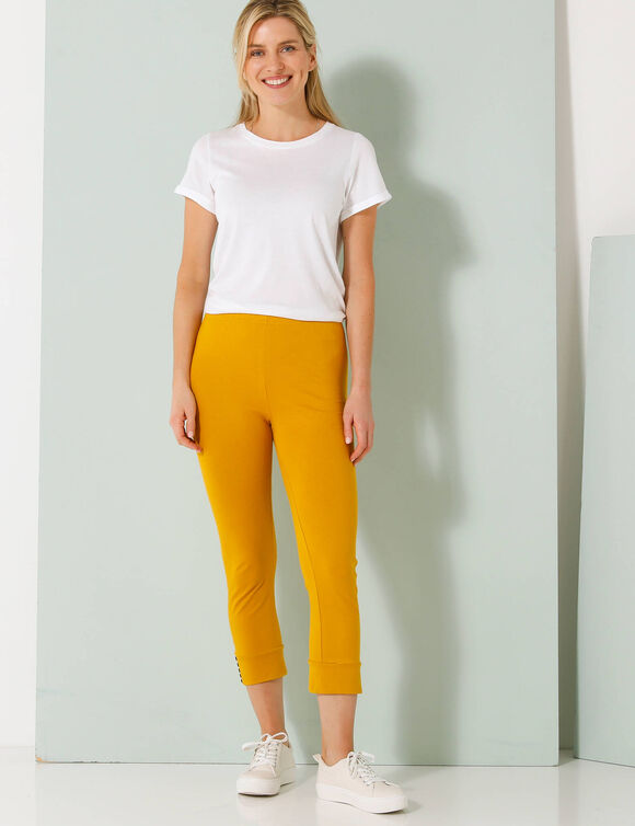 Legging 3/4, bas boutonné (curry)