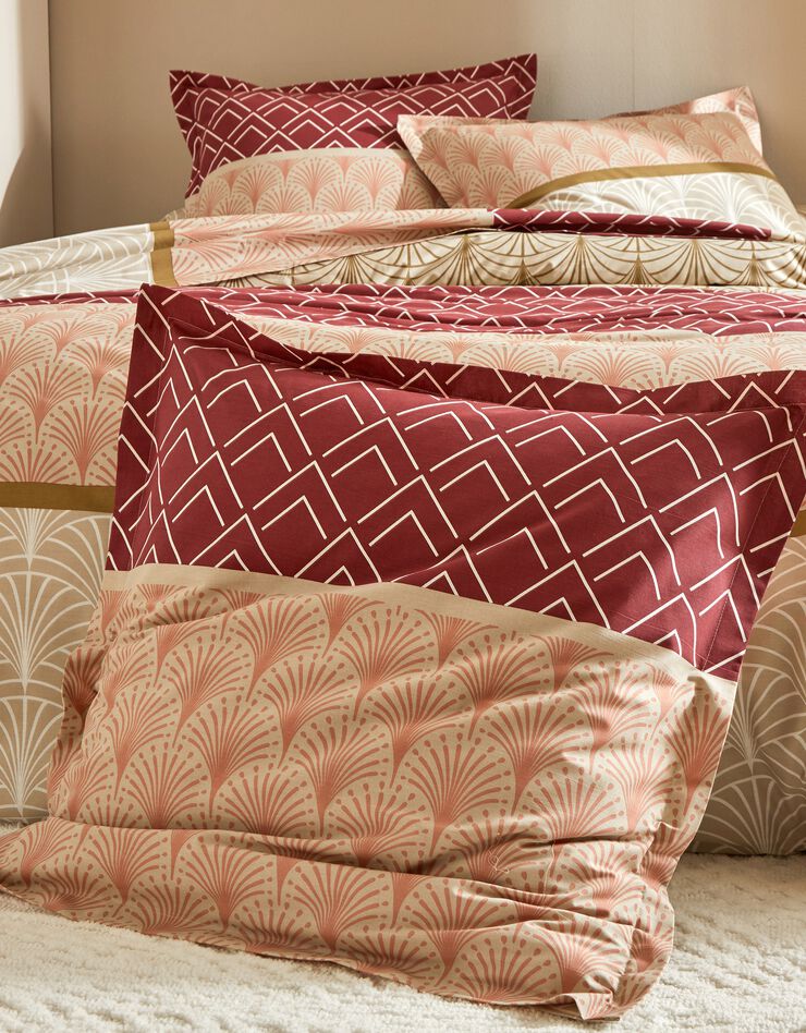 Linge de lit Eddy en coton à motifs graphiques (sable)