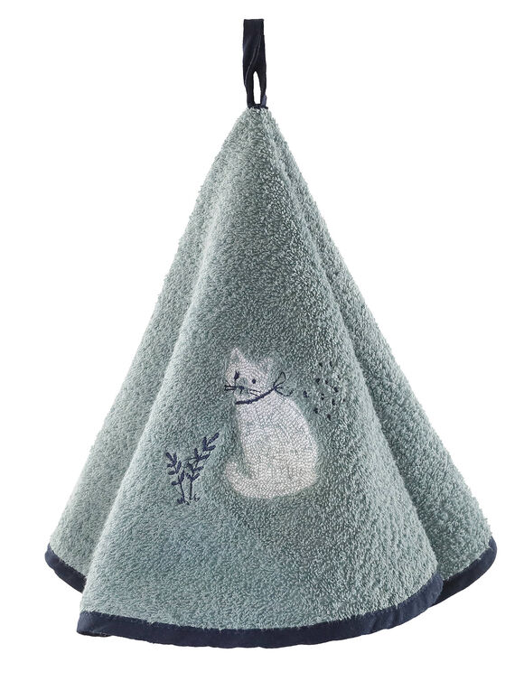 Droogdoeken in badstof, geborduurde katmotieven - set van 2 (grijs)