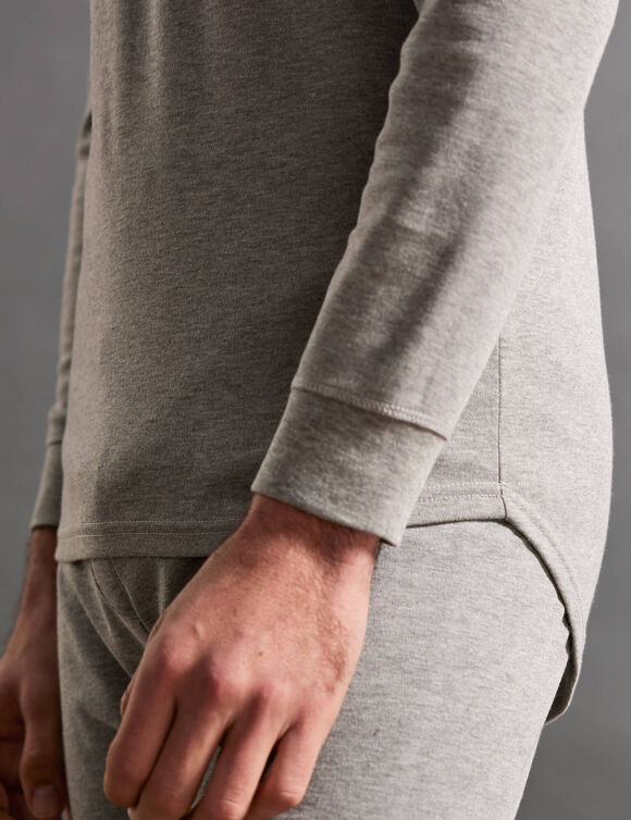 T-shirt sous-v&ecirc;tement homme col rond manches longues chaleur douce - lot de 2 (gris chin&eacute;)
