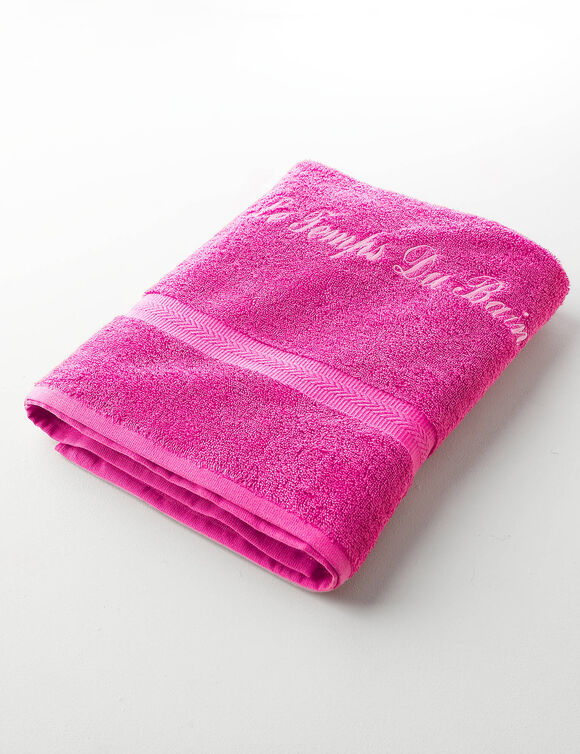 Effen handdoek, zacht comfort, personaliseerbaar (fuchsia)