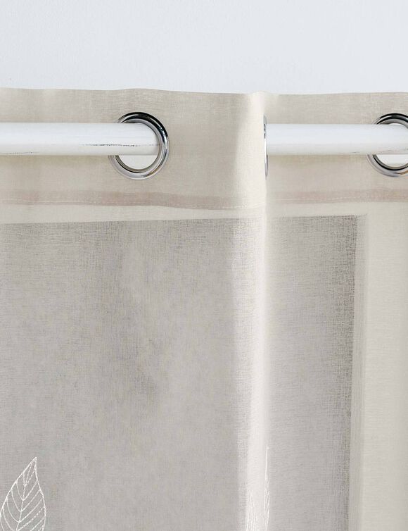 Voilage broderie petites feuilles (taupe)