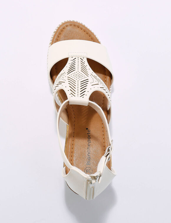 Sandales compens&eacute;es ajour&eacute;es (blanc)