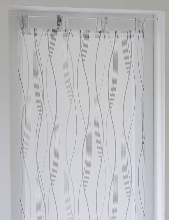 Vitrage voile imprimé vagues finition pattes (gris)