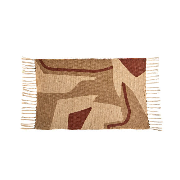 Tapis rectangulaire impression graphique (naturel / terracotta)