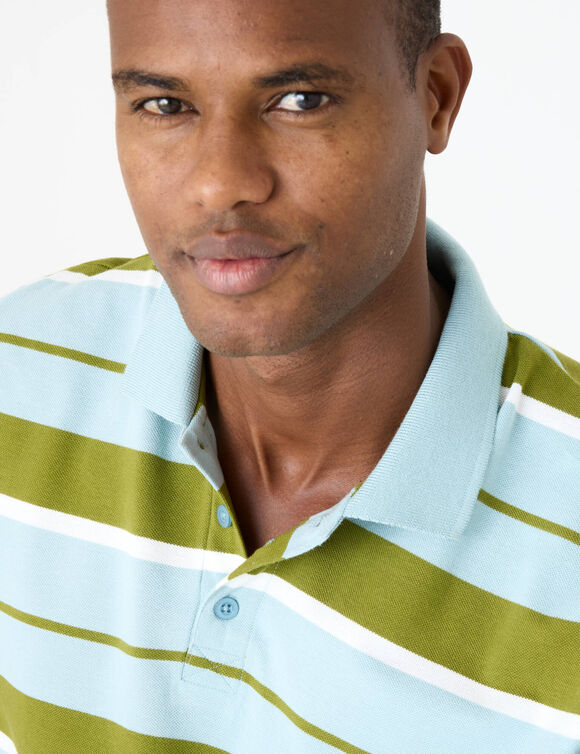 Polo ray&eacute;e maille piqu&eacute;e manches longues  (vert / c&eacute;ladon)