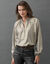 Blouse m&eacute;tallis&eacute;e dor&eacute;e col volant&eacute;, manches longues (dor&eacute;)