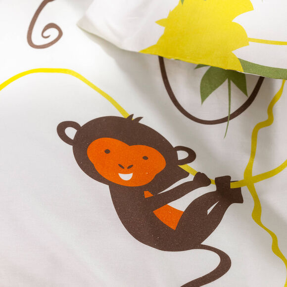 Bedlinnen voor kinderen Jungle, met dierenprint, voor 1 persoon - katoen (beige)