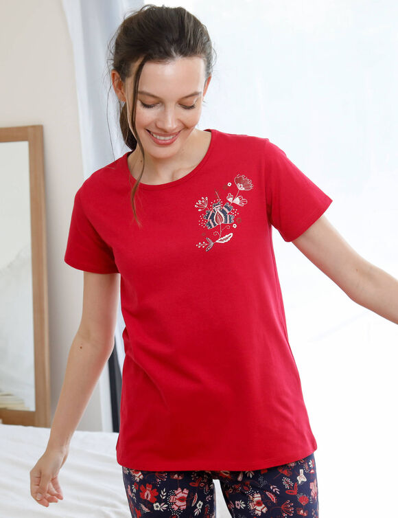 Pyjamashirt met korte mouwen (rood)