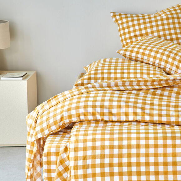 Linge de lit Lou imprimé carreaux - en coton (miel)