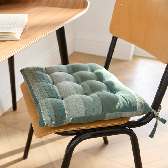 Gestreept stoelkussentje - set van 2 (eucalyptus)