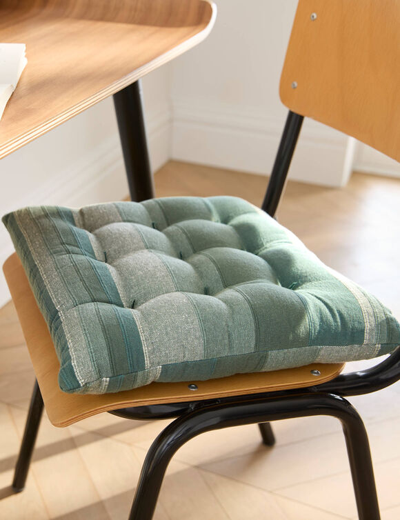 Gestreept stoelkussentje - set van 2 (eucalyptus)