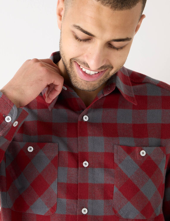 Chemise carreaux écossais flanelle (bordeaux / gris)