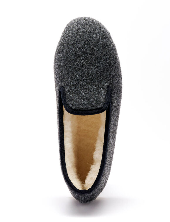 Charentaises silencieuses unies fourrées laine (anthracite)